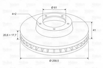 VALEO 297208 -  Диск тормозной вентилируемый