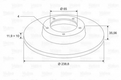 VALEO 297245 -  Диск тормозной передний