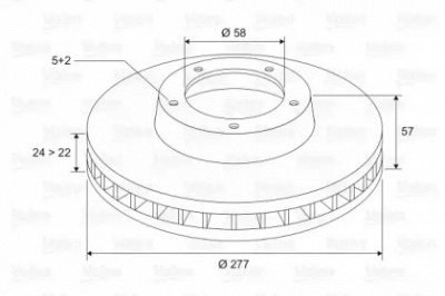 VALEO 297261 -  Диск тормозной передний вентилируемый