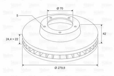 VALEO 297684 -  Диск тормозной передний вентилируемый