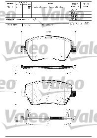 VALEO 598847 -  Комплект тормозных колодок, дисковый тормоз