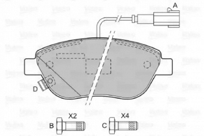 VALEO 601069 -  Комплект тормозных колодок, дисковый тормоз