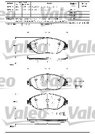 VALEO 601286 -  Комплект тормозных колодок, дисковый тормоз