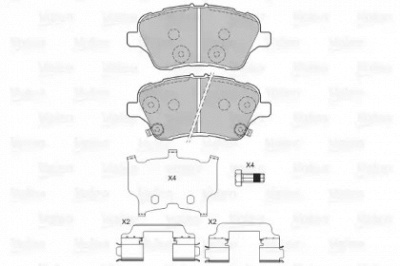 VALEO 601364 -  Комплект тормозных колодок, дисковый тормоз