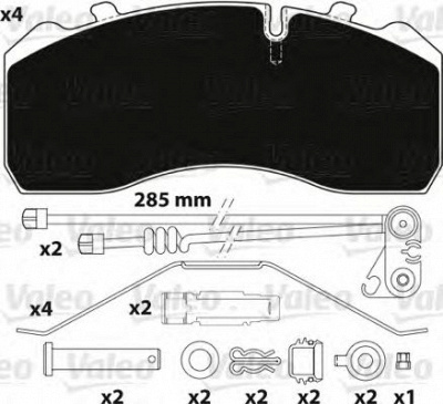 VALEO 882205 -  Комплект тормозных колодок, дисковый тормоз