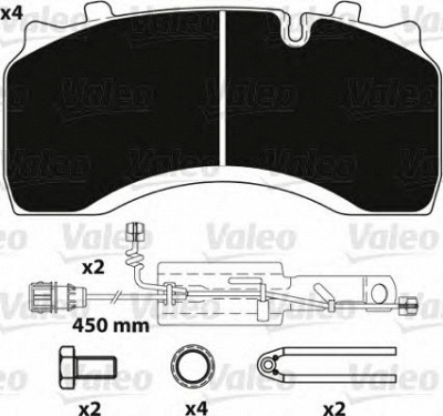 VALEO 882224 -  Комплект тормозных колодок, дисковый тормоз