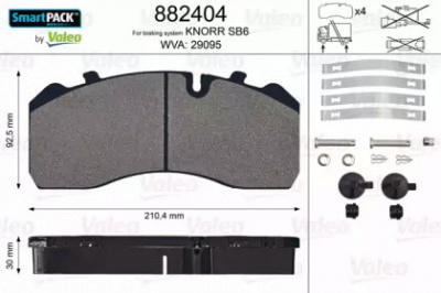 VALEO 882404 -  Комплект тормозных колодок, дисковый тормоз