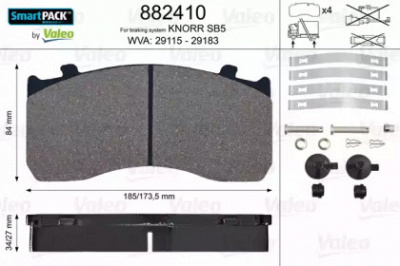 VALEO 882410 -  Комплект тормозных колодок, дисковый тормоз