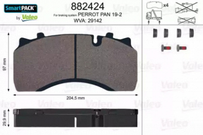 VALEO 882424 -  Комплект тормозных колодок, дисковый тормоз
