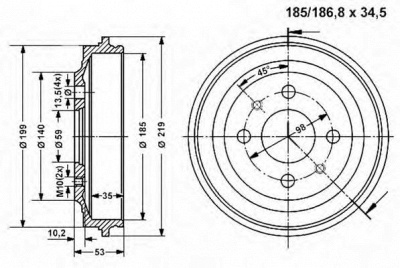 VEMA 800825 -  Тормозной барабан
