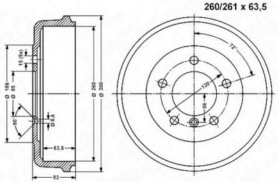 VEMA 800849 -  Тормозной барабан