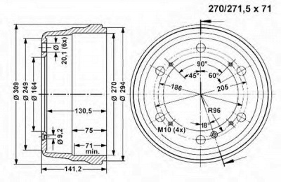 VEMA 800855 -  Тормозной барабан