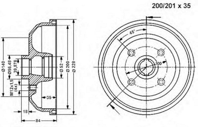 VEMA 800936 -  Тормозной барабан
