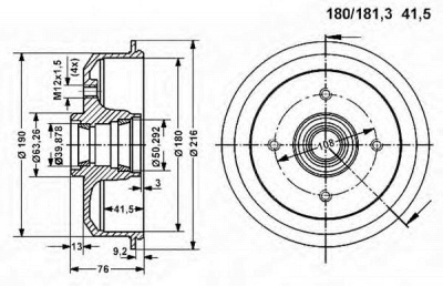 VEMA 800937 - Тормозной барабан