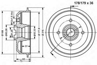 VEMA 800970 -  Тормозной барабан