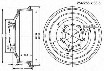 VEMA 800989 -  Тормозной барабан