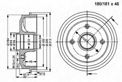 VEMA 801099 -  Тормозной барабан
