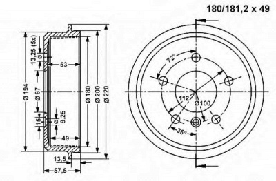 VEMA 801326 - Тормозной барабан
