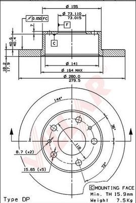 VILLAR 6280290 -  Тормозной диск