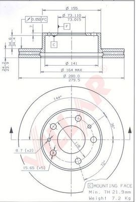 VILLAR 6280291 -  Тормозной диск