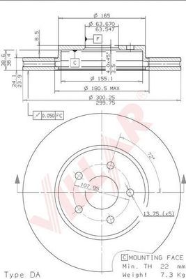 VILLAR 6280302 -  Тормозной диск