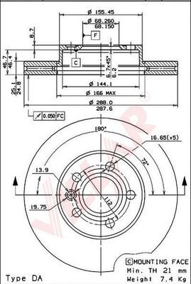VILLAR 6280303 -  Тормозной диск