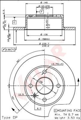 VILLAR 6280306 -  Тормозной диск