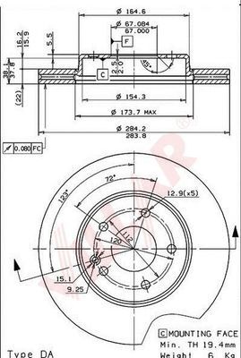 VILLAR 6280440 -  Тормозной диск