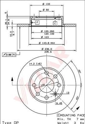 VILLAR 6280483 -  Тормозной диск