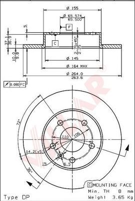 VILLAR 6280489 -  Тормозной диск