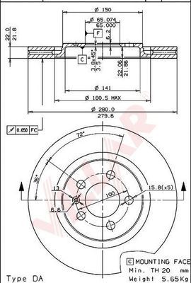 VILLAR 6280657 -  Тормозной диск