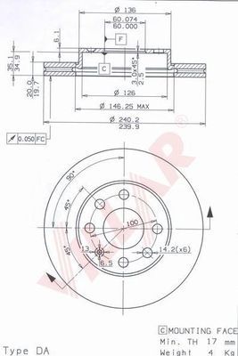 VILLAR 6280850 -  Тормозной диск