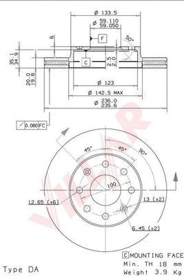VILLAR 6281049 -  Тормозной диск