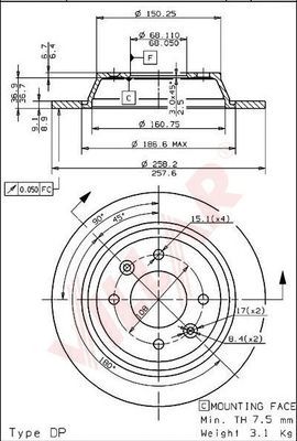 VILLAR 6281084 -  Тормозной диск