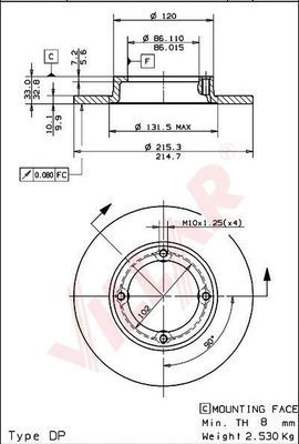 VILLAR 6281099 -  Тормозной диск