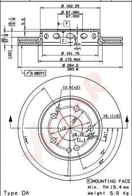 VILLAR 6281195 -  Тормозной диск