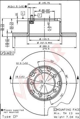VILLAR 6281204 -  Тормозной диск