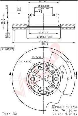 VILLAR 6281208 -  Тормозной диск