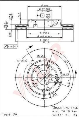 VILLAR 6281211 -  Тормозной диск