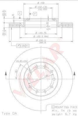 VILLAR 6281216 -  Тормозной диск