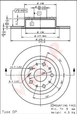 VILLAR 6281254 -  Тормозной диск