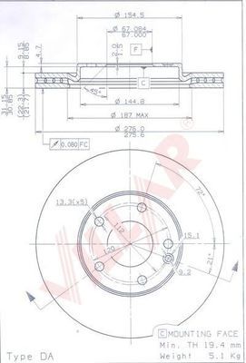 VILLAR 6281338 -  Тормозной диск