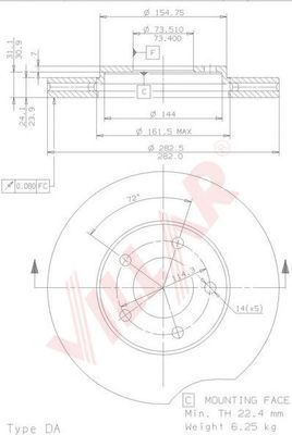 VILLAR 6281405 -  Тормозной диск