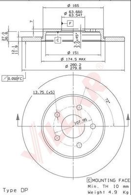 VILLAR 6281551 -  Тормозной диск