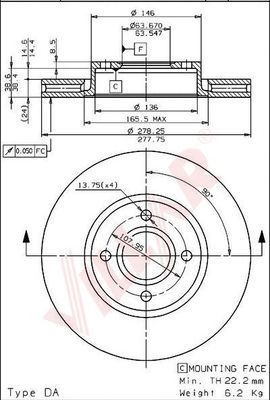 VILLAR 6281580 -  Тормозной диск
