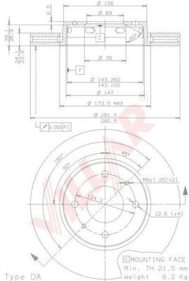 VILLAR 6281700 -  Тормозной диск