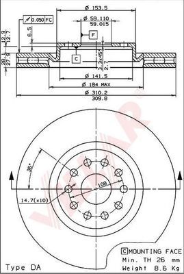 VILLAR 6281726 -  Тормозной диск