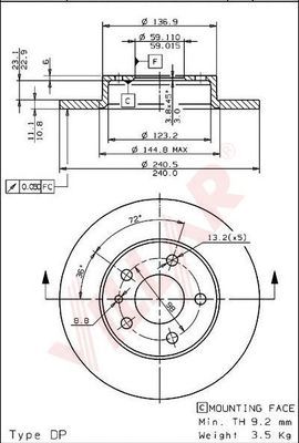 VILLAR 6281728 -  Тормозной диск
