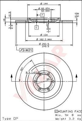 VILLAR 6281729 -  Тормозной диск