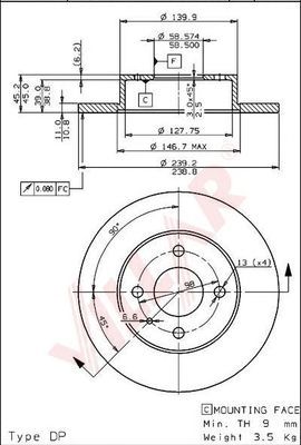 VILLAR 6281737 -  Тормозной диск